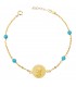 Pulsera Medalla Virgen niña oro 18K turquesa - pulseras mujer - pulseras comunión - pulseras de oro