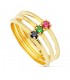 Bague Or jaune 18K Pierres tricolores, bijoux pour femme