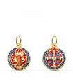 Medaille St. Benedikt 18K Gold Emaille 22385