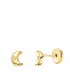 Pendientes Bebé Alana Oro 18 K luna 5 mm. Pendientes para bebé. Cierre de rosca. Regalo de cumpleaños