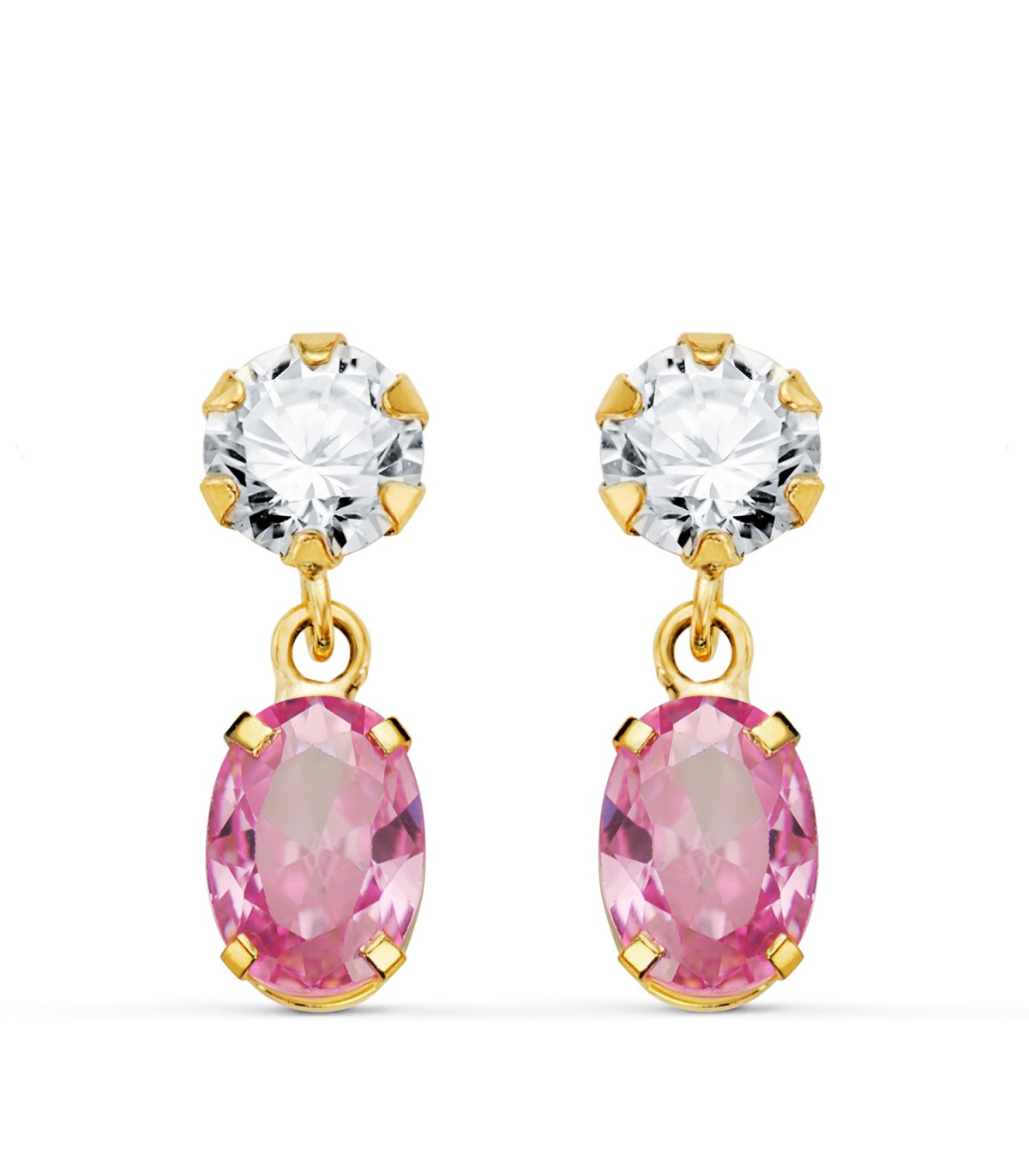 Boucles d'oreilles femme Cartagena Or 18K ROSE. Boucles d'oreilles pendantes, pierres couleurs.
