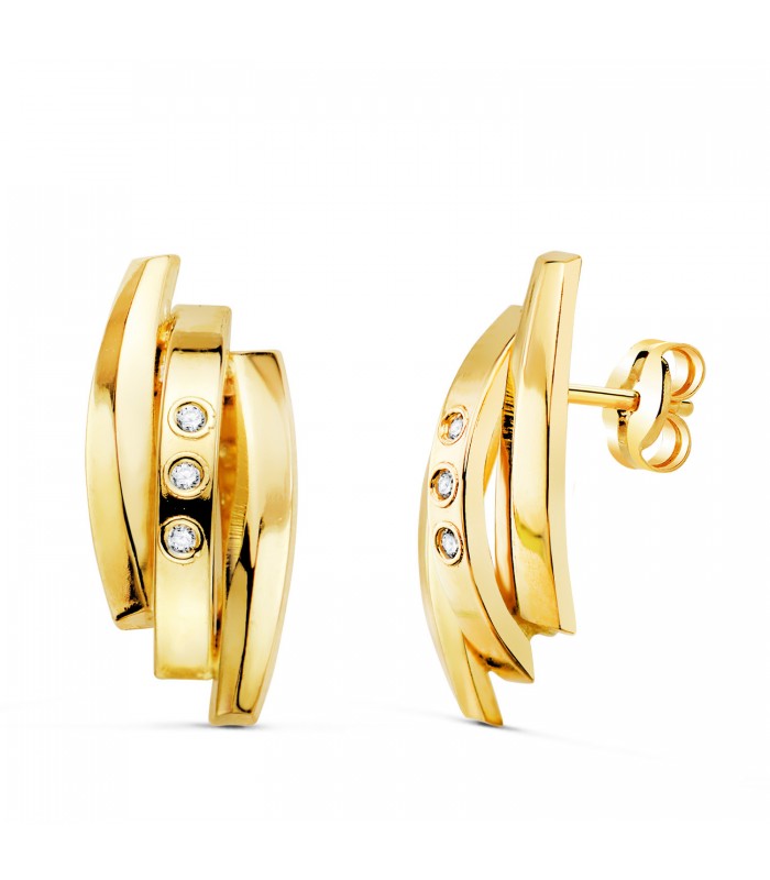Ohrstecker Gold 18K - Creolen Glatt, Gewölbte | Damen Ohrringe 21405 Gelbgold
