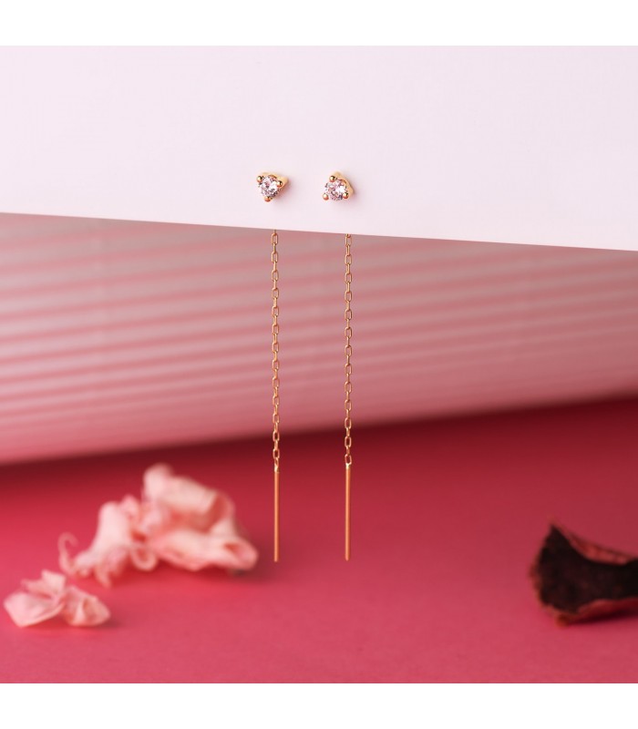 Boucles d'oreilles chaîne en or 18 carats Liverpool - Boucles d'oreilles longues avec chaîne en or, boucles d'oreilles de fête.