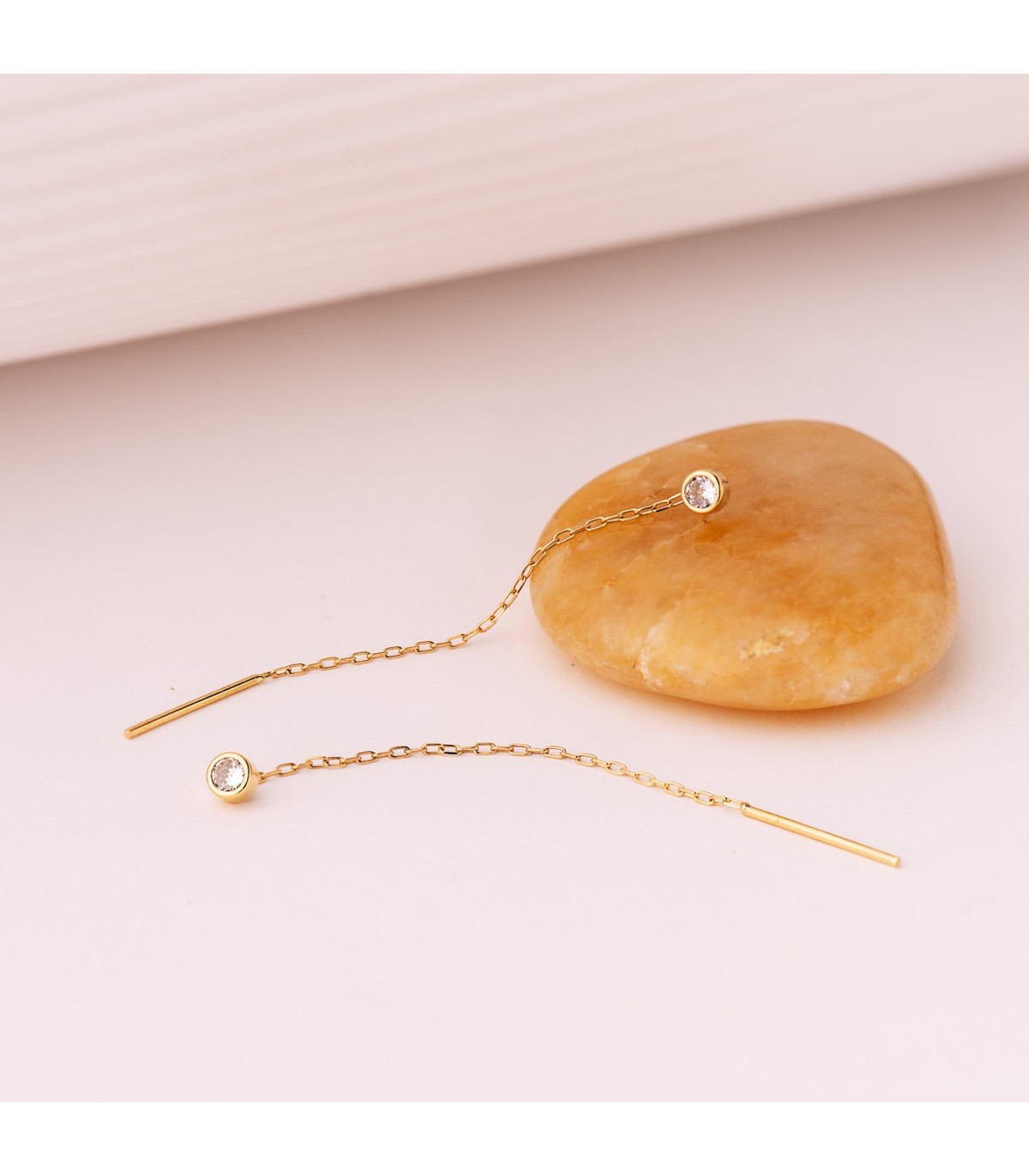 Ohrhänger mit Kette und Zirkonia, länge 55 mm | Damen Ohrhänger & Ohrketten Schmuck