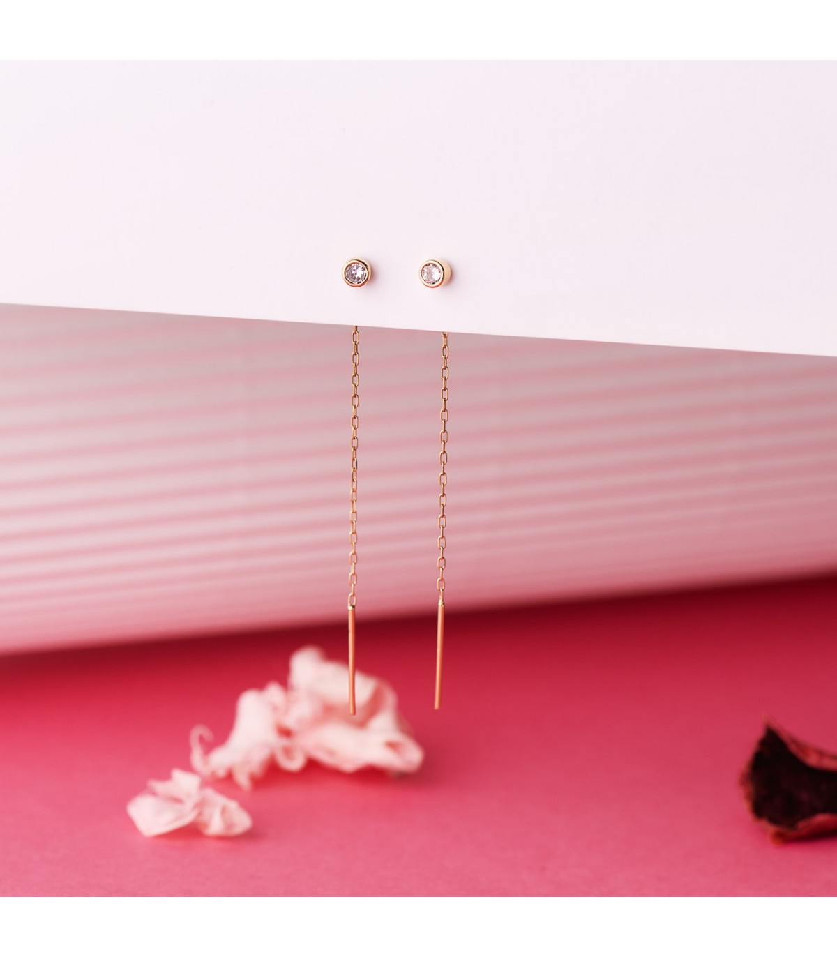 Pendientes cadena oro 18K Bristol - Pendientes largos con cadena de oro, pendientes de fiesta.