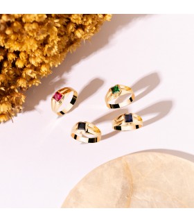 Sello Kaizen oro 18K piedra azul. Sellos para bebé y anillos para el dedo meñique de mujer.