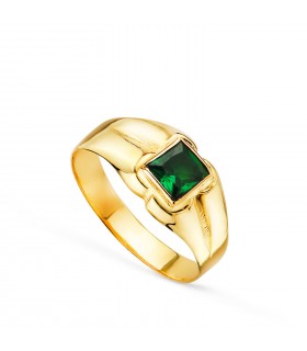 Sello Kaizen oro 18K piedra Verde. Sellos para bebé y anillos para el dedo meñique de mujer.