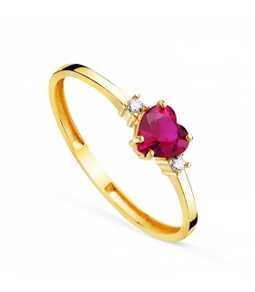 Anello Dafne Oro 18kt Cuore rosso zirconi, gioielli donna, acquista online.