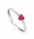 Anello Dafne Cuore rosso Oro bianco 18 Kt, gioielli da donna.