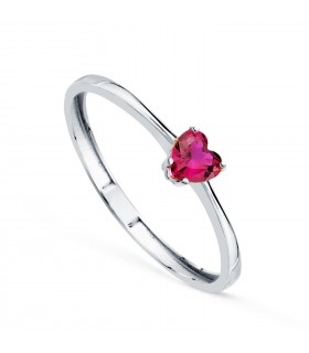 Anillo Dafne Corazón rojo Oro blanco 18 K -  Anillos para mujer. Anillo promesa de oro.
