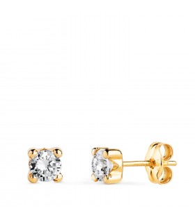 Solitaire Ohrstecker aus 750 Gold Gelbgold 2 Zirkonia 4 mm 4er-Krappe | Goldschmuck