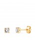 Solitaire Ohrstecker aus 750 Gold Gelbgold 2 Zirkonia 3 mm 4er-Krappe | Goldschmuck