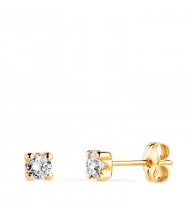 Boucles d'oreilles puces Alina Or jaune 18K 3 mm 4 Griffes - Bijoux pour femme - or 750/1000