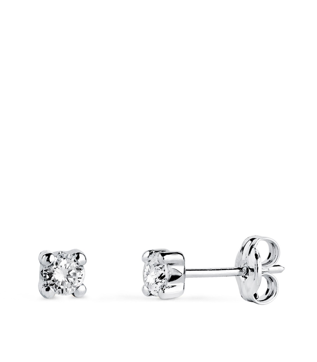 Boucles D'oreilles Puces Diamants Naturel Or Blanc 18K - Modèle BO 0,50