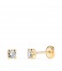 Pendientes Alina 3mm Oro amarillo 18 Kt. Dormilonas bebé circonitas 4 garras. Cierre rosca.