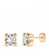 Pendientes Alina 6 mm Oro amarillo 18 Kt. Dormilonas circonitas 4 garras. Cierre rosca. Mujer / niña