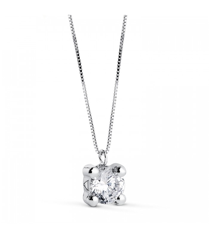 Collana punto luce Alina oro bianco 18kt 6mm, girocollo donna con zirconi