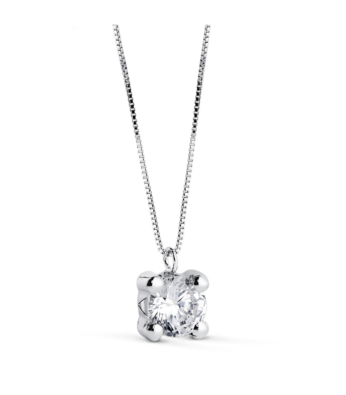 Collana punto luce Alina oro bianco 18kt 6mm, girocollo donna con zirconi