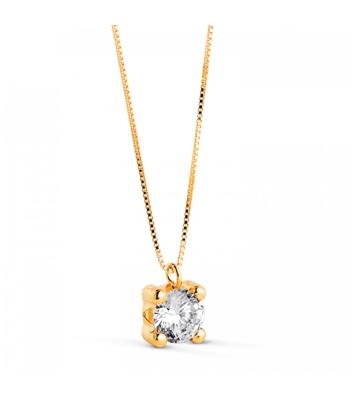 Collier femme Alina Or jaune 18K 5mm | collier solitaire 4 griffes pour femme - Or 750 - Zircone
