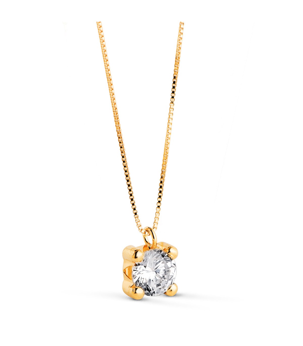 Collier femme Alina Or jaune 18K 5mm | collier solitaire 4 griffes pour femme - Or 750 - Zircone