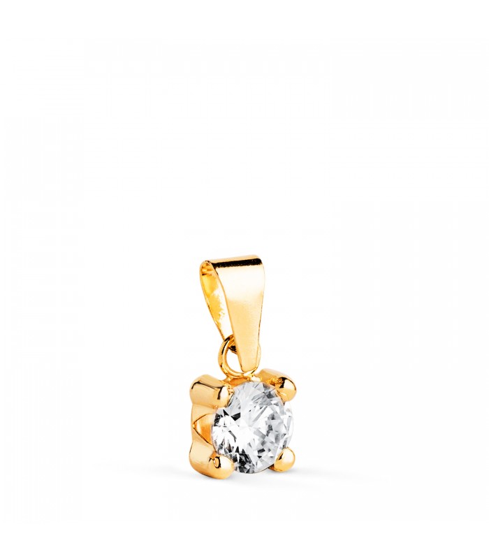 Pendentif femme Alina Or jaune 18K 5mm | collier solitaire 4 griffes pour femme - Or 750 - Zircone