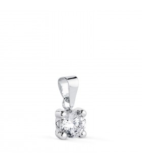 Pendentif femme Alina Or blanc 18K 5mm | collier solitaire 4 griffes pour femme - Or 750 - Zircone