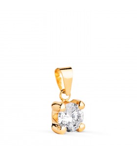 Pendentif femme Alina Or jaune 18K 6mm | collier solitaire 4 griffes pour femme - Or 750 - Zircone