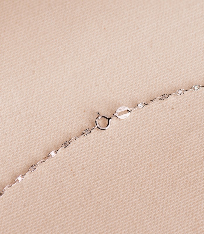 Collana da dona in oro bianco, catenina 18kt Diamantata 1,8mm 50cm
