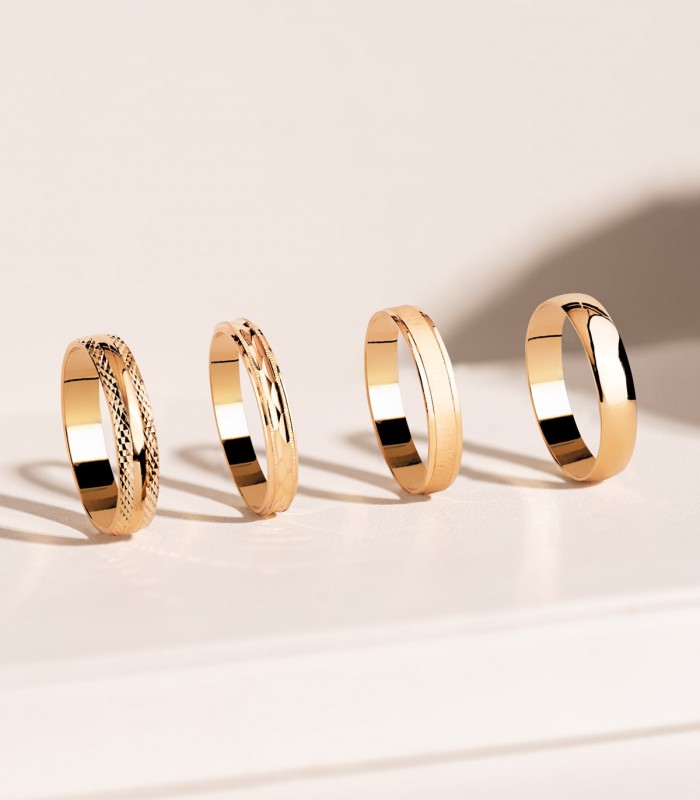 Alliances or jaune por mariage. Bijouterie en ligne, Alda Joyeros.