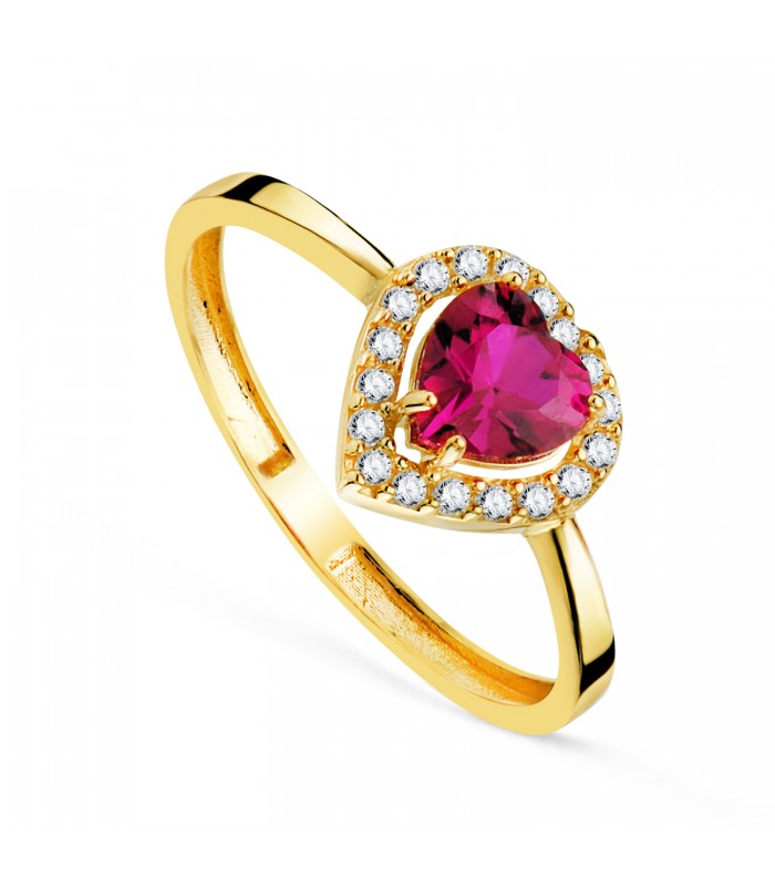 Bagues femme, modèle Bague Dafne Cœur rouge pavé Or 750