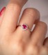 Anillo solitario corazón piedra roja, Dafne Oro 18 K, regalos mujer san valentin.