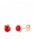 Pendientes bola coral Anabela 6 mm 18 K. Pendientes recién nacida, pendientes de niña.