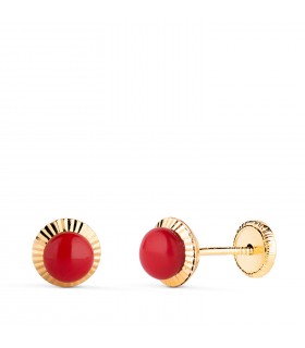 Orecchini sfera corallo Anabela 6 mm 18 Kt, gioielli bambina