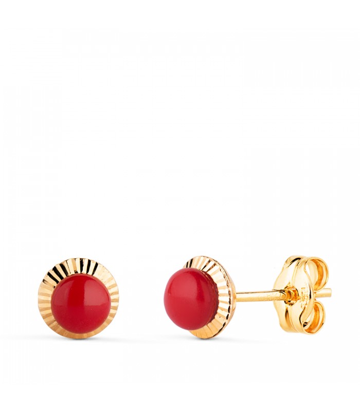 Orecchini Anabela sfera corallo 6 mm 18Kt