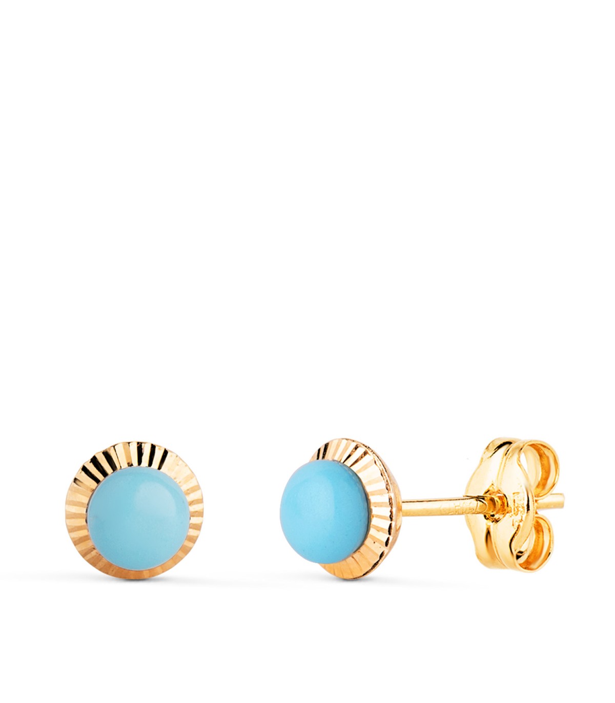 Pendientes Anabela bola turquesa 6 mm 18K. Pendientes recién nacida, pendientes de niña.