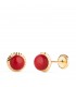 Pendientes bola coral Anabela 7 mm 18 K. Pendientes recién nacida, pendientes de niña.