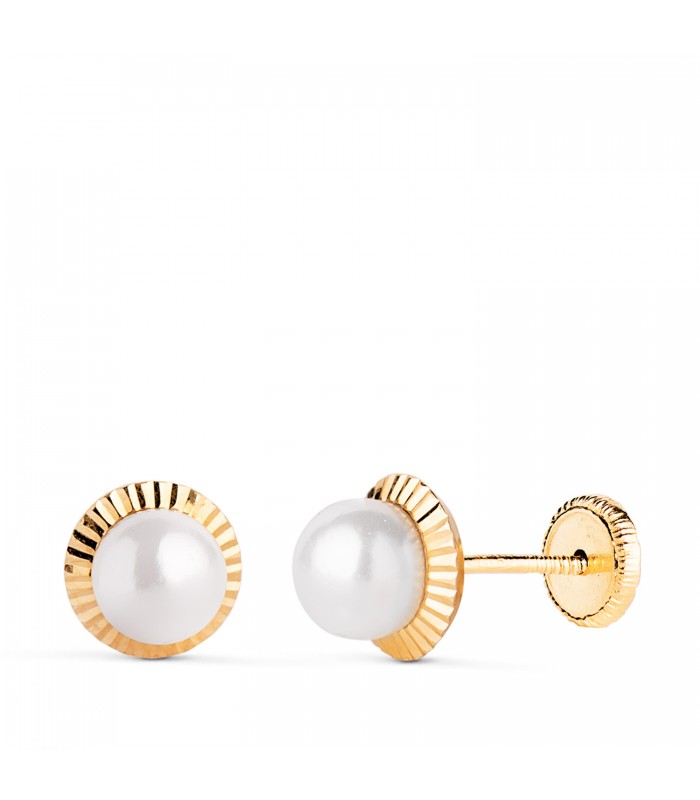Clous d'oreilles perle Anabela 7 mm 18 kt - Boucles d'oreilles enfants et nouveau-nés