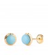 Pendientes bola turquesa Anabela 7 mm 18 K. Pendientes recién nacida, pendientes de niña.