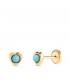 Pendientes 18K Fiona corazón turquesa 5mm. Pendientes recién nacida, pendientes de niña.