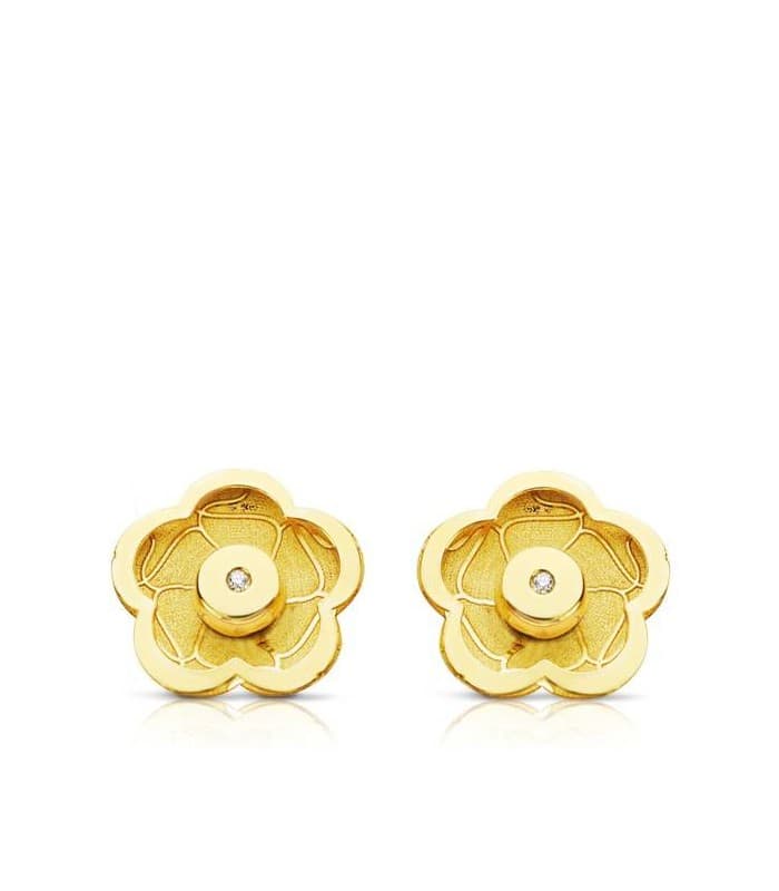 Blumen-Ohrstecker Zirkonia teilmattiert – Damen Ohrringe 750 Gold 18652 Blume