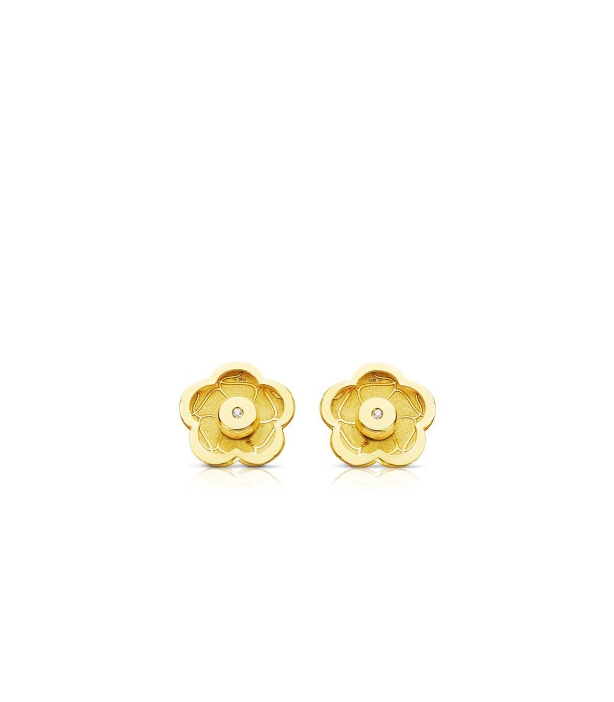 Blumen-Ohrstecker Zirkonia teilmattiert – Damen Ohrringe 750 Gold 18652 Blume