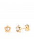 Pendientes 18K Fiona flor perla 5mm. Pendientes recién nacida, pendientes de niña.