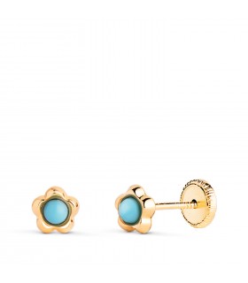 Orecchini 18kt Fiona fiore turchese 5mm