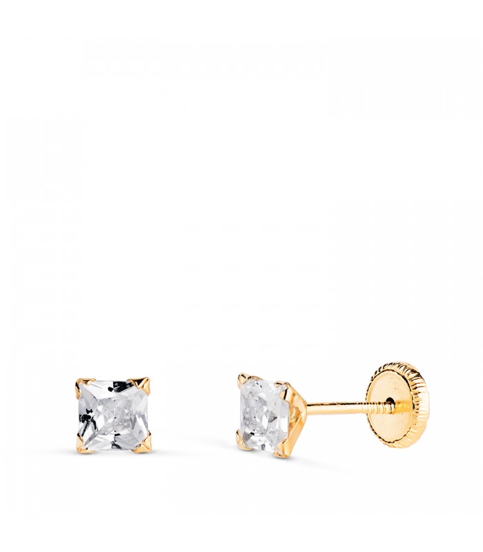 Pendientes Beckham, Cristiano Ronaldo. Pendientes de hombre, modelo Oslo 18K 4 garras 3,5mm - Circonita princesa cuadrada