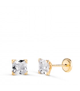 Boucles d'oreilles Beckham, Cristiano Ronaldo. Boucles d'oreilles homme, modèle Oslo 18K 4 griffes 5mm - Zircone carré