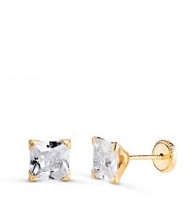 Boucles d'oreilles Beckham, Cristiano Ronaldo. Boucles d'oreilles homme, modèle Oslo 18K 4 griffes 6mm - Zircone carré