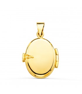 Ciondolo Portafoto ovale floreale Oro giallo 18 kt 18 mm