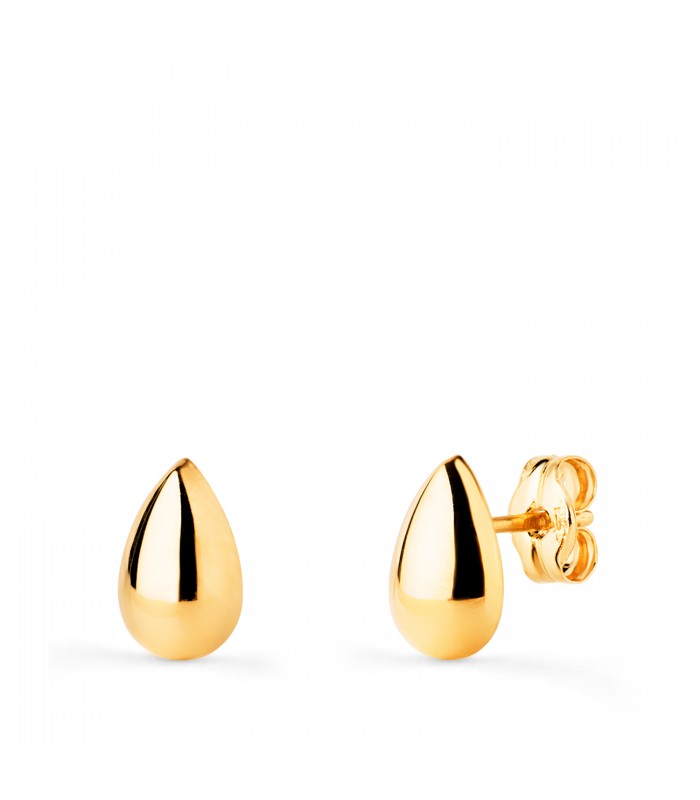 Boucles d'oreilles petites goutte Or 18 K 8 mm. Boucles pour femmes.