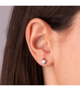 Solitär-Ohrstecker Zirkonia 5 mm - Solitaire Ohrringe 4-Krappen-Fassung in 18K Weißgold