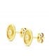 Runde Ohrstecker mit Zirkonia und teilmattierter Oberfläche | Ohrringe Damen 18K Gelbgold